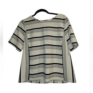 MELLODAY Black and White Striped Short Sleeve Top